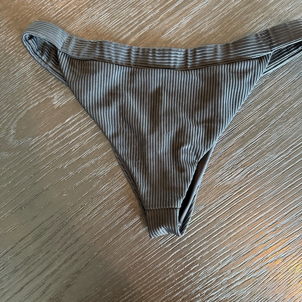 Frankie's Bikinis Georgia Black Ribbed Bikini Bottom - Picture 2 of 3